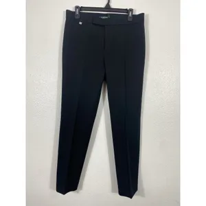 Lauren Ralph Lauren Black Flat Front Straight Dress Pants Size 8 Classic Stretch thumbnail 2