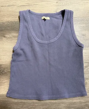 Madewell Purple and Tan Waffle Knit Scoop Neck Tank thumbnail 1