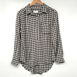 Anthropologie Isadora Shirt Gingham Check Boho Cottage Long Sleeve Women's M‎ thumbnail 3