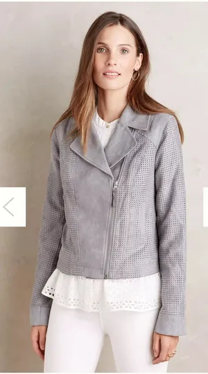 Vegan Suede Moto Jacket Hei Hei Anthropologie Size Medium thumbnail 1