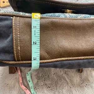 Myra Bag Canvas Cowhide Rug Tapestry Crossbody‎ Bag Teal Brown S-1250 thumbnail 8