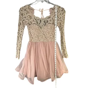 Y2K Sequin Hearts‎ Lace Tulle Dress Open Back Homecoming Party Juniors 1 Ballet thumbnail 10
