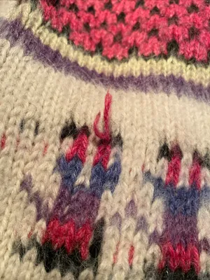 Vintage 80s Peruvian Alpaca Folk Hand Knit Sweater Llama Peru thumbnail 4