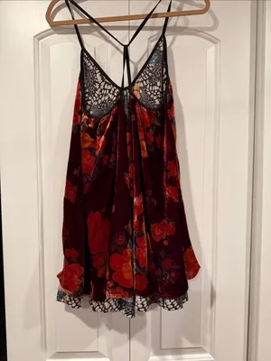 Free People‎ two faced Plum Floral Mini Dress reversible small thumbnail 6
