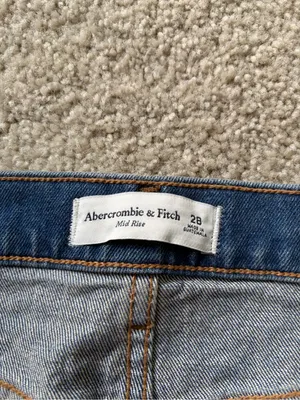 Abercrombie and fitch denim blue mini jean mid rise summer festival short sz 28 thumbnail 2
