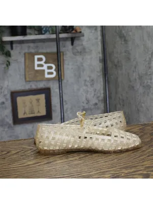 NWT Karl Lagerfeld Paris Juliska Mary Jane Jelly Flats KL265546 White Gold 8M thumbnail 11
