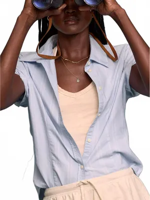 AE OFFLINE By Aerie Oxford Slim Short Sleeve Button Up Shirt American Eagle NWT thumbnail 7