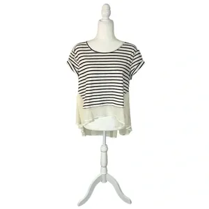 Free People French Kiss High Low Mixed Media Blouse Size Small thumbnail 3