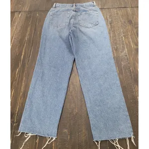 PacSun Women's High-Rise Straight Leg Raw Hem Jeans Blue Size 24 thumbnail 4