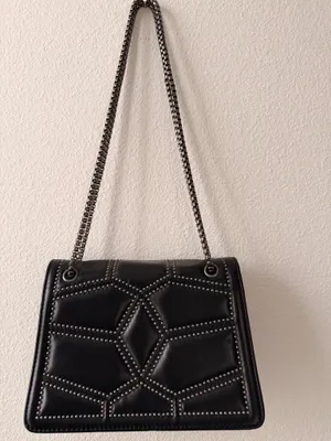Studded Quilted Chain Shoulder Bag – Edgy Rockstud Crossbody Purse thumbnail 3
