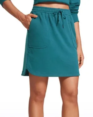 CRZ YOGA Cotton Sweat 17'' Jersey Skirt with Pockets, Green Jade, XS, NWT thumbnail 1