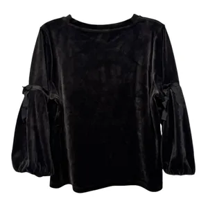 Karl Lagerfeld Paris Black Velvet Bow Sleeve Top XL L8WH9846‎ thumbnail 6