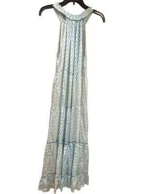 TAJ by Sabrina Crippa Light Blue Patterned Tiered Maxi Dress with Tassels thumbnail 4