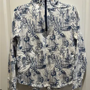 Vera Bradley‎ 3/4 zip shirt nautical blue white small thumbnail 4
