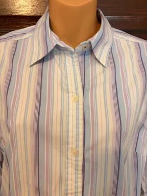 Sz L Sz LG Eddie Bauer Striped 3/4 Sleeve Button-Down Shirt thumbnail 2