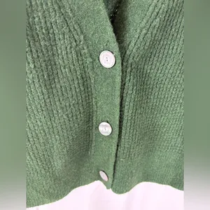 Banana Republic Green Aire Wool Blend Cardigan Waffle Knit‎ Small GUC thumbnail 3