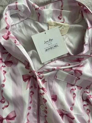 Girly Pink Bow Pajama Set Size L thumbnail 6