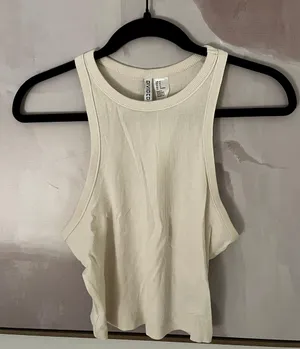 H&M White Basic Ribbed Tank Top thumbnail 1