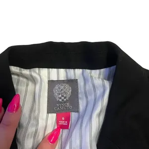 Vince Camuto Women's Black Wool Blazer Size 6 Business One-Button Notch Lapel‎ thumbnail 3