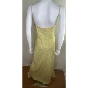 Topshop Floral Satin Ruched Bust Maxi Dress Green Pink Size 6 thumbnail 6