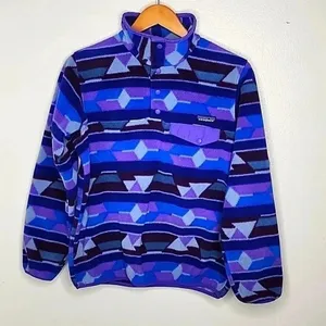 Patagonia Synchilla Guatemalan Tango Blue Purple Aztec Snap-T Pullover Small thumbnail 4