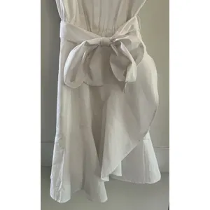 Express White Sleeveless Button Down Shirt Dress Tie Waist Belt Ruffle Sz S thumbnail 2