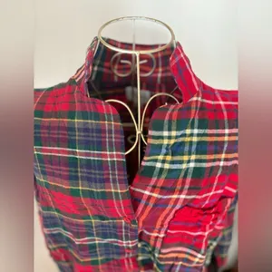 American Eagle Outfitters Red Tartan Plaid Button Down Crop Top Size S thumbnail 6