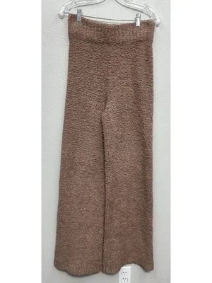 Skims Cozy Collection Pants S/M Small Medium Brown Teddy Knit Straight Leg thumbnail 3