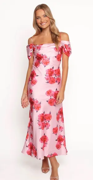 NWT Petal and pup ESTHER MIDI DRESS in PINK. Size Medium thumbnail 1