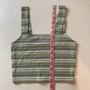 American Eagle Striped Ribbed Crop Tank Top XS Green Square Neck Y2K thumbnail 6
