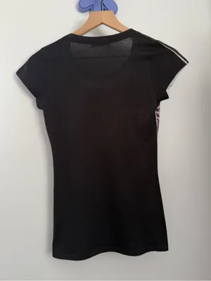 Y2K Small Las Vegas Print Short Sleeve Tee Black Pink Slim Fit thumbnail 3