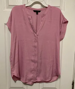 *Banana Republic Mauve Pink V-Neck Cap Sleeve Blouse #LB thumbnail 1