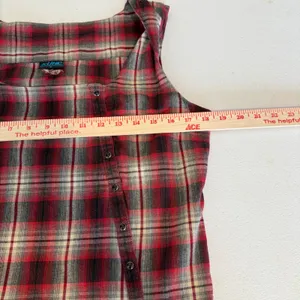 Kuhl Plaid Mini Dress Womens Med‎ Red Grunge Button Front Sleeveless schoolgir thumbnail 8