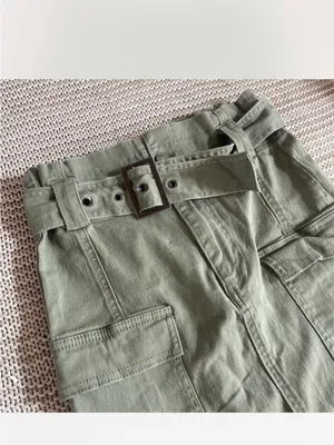 Tinseltown Olive Utility cargo Mini Skirt with Belted Waist thumbnail 2