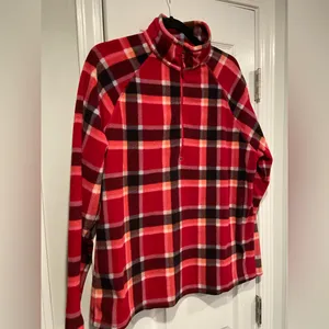 Eddie Bauer Size XXL Pink Plaid Long Sleeve Quarter Zip Pullover Fleece Jacket thumbnail 6