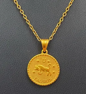18K Gold plated Taurus Zodiac Sign Quarter Coin Pendant 20” Necklace 15.7g thumbnail 5