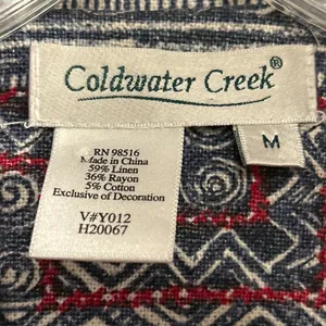 Coldwater Creek Geometric Print Button Front Jacket Women's Size‎ M Linen Blend thumbnail 3