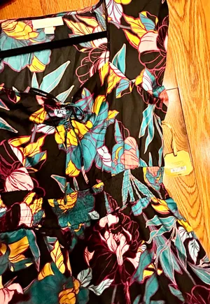 Ryegrass NWT super boho satin effect floral multicolor flowy maxi dress XL thumbnail 14