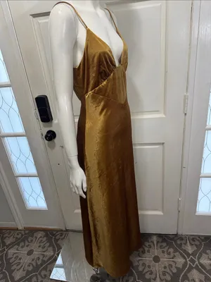 Bardot Capri Marigold Velvet Slip Dress Spaghetti Straps Women's Dress Sz S A3 thumbnail 7
