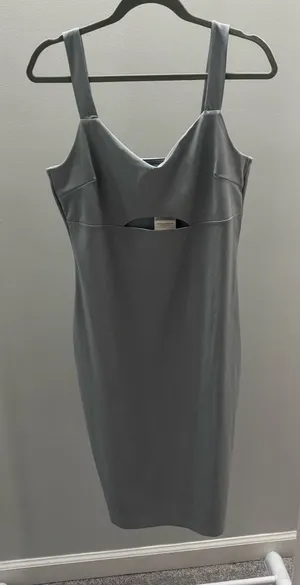 Cotton On Silver Blue Day to Night Bodycon Cutout Midi Dress thumbnail 1