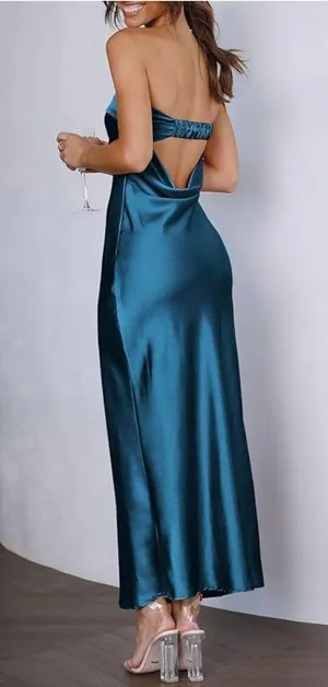 Blue Strapless MIDI Dress thumbnail 2