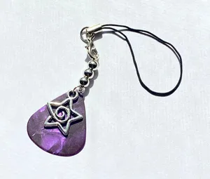 Handmade y2k goth style star swirl guitar pick phone strap/bag charm/keychain/display🌟💜 thumbnail 5