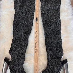 Bamboo Womens 7 Sunlight-02XS Peep Toe Block Heel Boots Boho Over the Knee Bling thumbnail 4