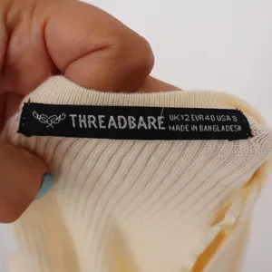 Threadbare Top Womens 8 Open Back Ribbed Knit Cream Long Sleeve Excellent thumbnail 2