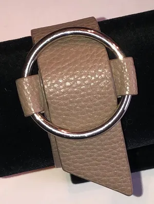 Taupe Faux Leather Circle Buckle Boho Bracelet thumbnail 1