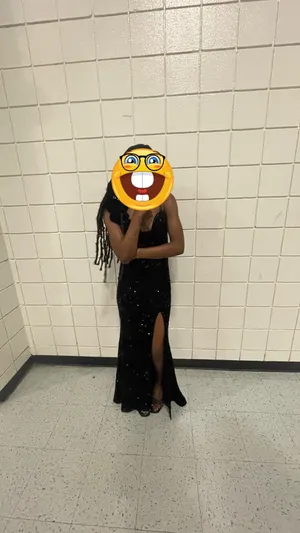 Black maxi dress featuring a slit. thumbnail 5