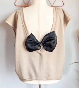 Anthropologie, New, Maeve Tan Bow Back Balletcore Muscle Tee Shirt, Size XL thumbnail 13