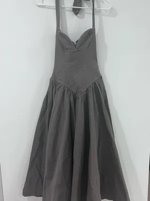 House of CB Gray Halter Maxi Dress | Drop Waist Corset | 90s Minimalist Romantic thumbnail 2