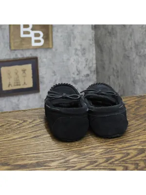 NEW Auden Women's Suede Faux Fur Lined Slippers Black 7M thumbnail 4