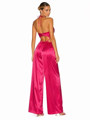Peppermayo Causing Commotion Jumpsuit Pink Satin Cutout XS/2 thumbnail 2